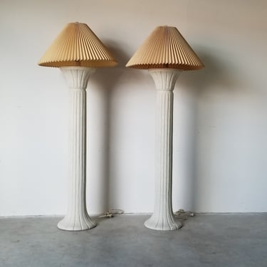 80's Postmodern Plaster Floor Lamps - a Pair 