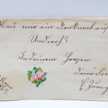 Antique 1864 German Note, Signed with Floral Die Cut, Germany, Vintage Paper Ephemera 