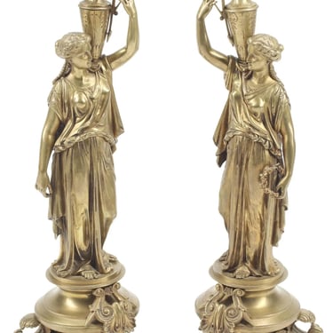 Sculptures, Bronze, Neoclassical Style, Two / Pair, 24 Ins. H, Home Decor!!