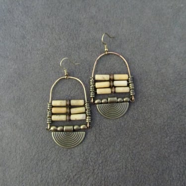 Bronze and yellow ethnic earrings 