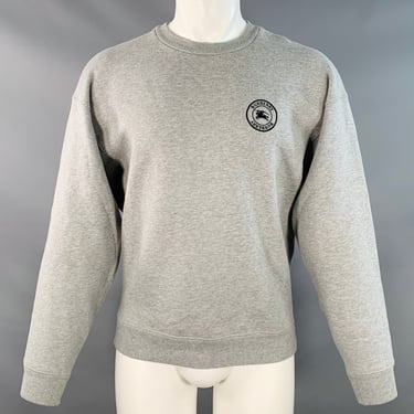 BURBERRY LONDON Size M Heather Grey Black Logo Cotton Blend Crew Neck Sweatshirt