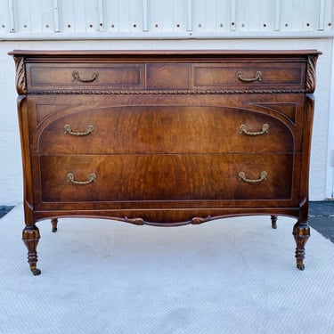 SOLD 1930s Widdicomb Dresser Chest with Burl Wood and Carved Details - Vintage French Regency Louis XVI Style Furniture 