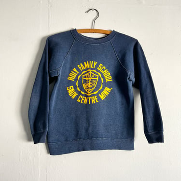 Vintage late 60s Holy Family School Crest Minnesota Gusset Sweatshirt Kids size Womens XS 