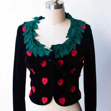 1990s Velvet Jacket W/ Felt Hearts | Moschino Cheap & Chic 