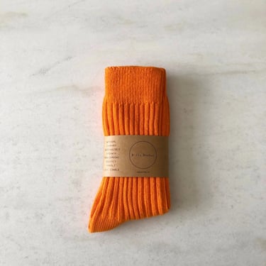 Ribbed cotton high socks, orange