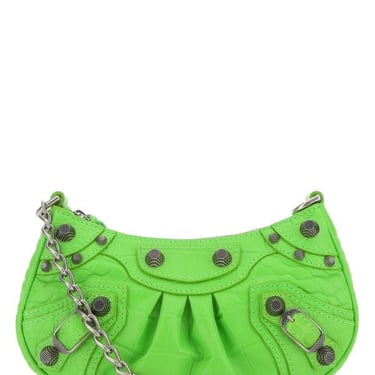 Balenciaga Woman Fluo Green Leather Le Cagole Mini Handbag