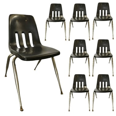 Vintage Metal Frame Chairs with Plastic Seats by Virco Marstest 