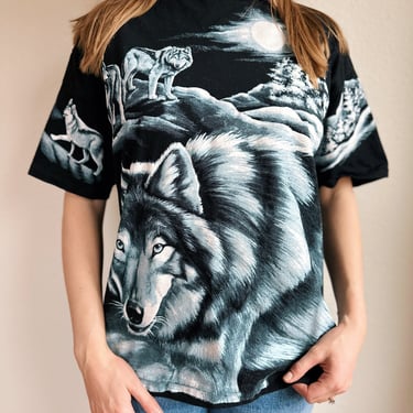 Vintage Wolf Graphic Tee Shirt / 1994 