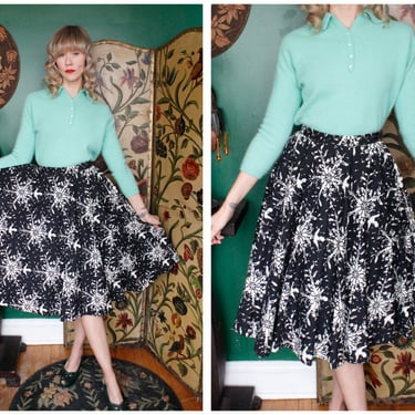 1950s Skirt // Vanderclock Snowflake Circle Skirt // vintage 50s skirt 
