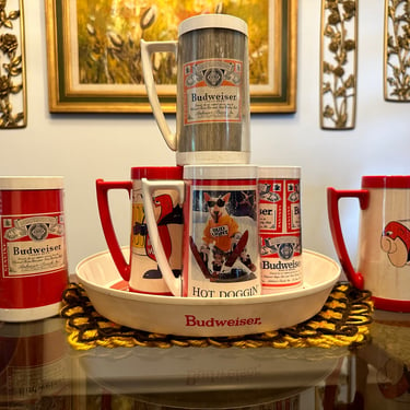 Vintage Budweiser Tray & Stay Cool Beer Steins 