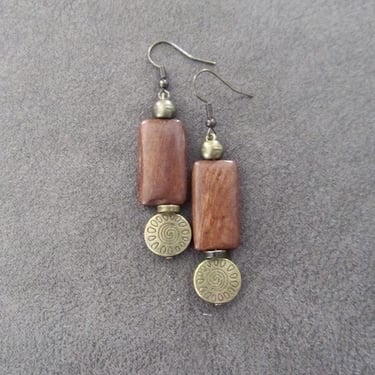 Simple natural wooden bohemian earrings 