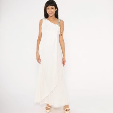 turquoise and silver bridesmaid dresses Off-White Aurora Greek Goddess Dress • Greek Gown Toga Dress main image 0