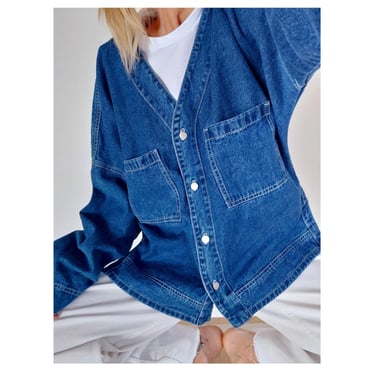 Vintage Medium Denim Lightweight Jacket | Cotton Denim Buttoned Layer Jacket | Wardrobe Staple 