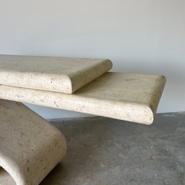 80's Postmodern " S " Shape Tessellated Stone Console Table 