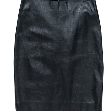 Tufi Duek - Black Textured Leather Pencil Skirt Sz M