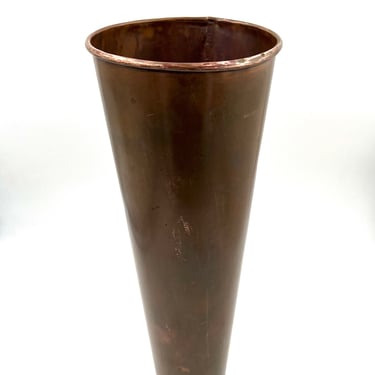 Antique Turkish Art Deco Solid copper Flower Vase with Triple Ball Feet