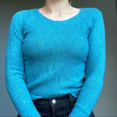 Max Studio Women’s Blue 2 Ply 100% Cashmere Lightweight Long Sleeve Sweater Sz S 