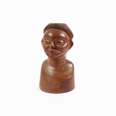 Wooden Hand Carved Statue Bust Tribal Art 