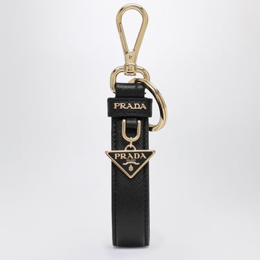 Prada Black/Gold Saffiano Leather Keychain Women