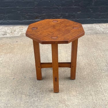 American Antique Mission Sculpted Oak Side Table by Stickley, c.1940’s 
