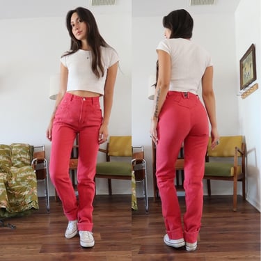 Vintage Blaze Western Bare Back High Waisted Red Denim Jeans 