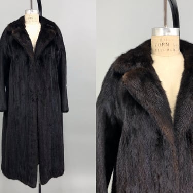 1980s Dark Brown Mink Fur Coat by The Evans Collection, 80s Fur Coat, Vintage Formal Coat, Size Medium by Mo