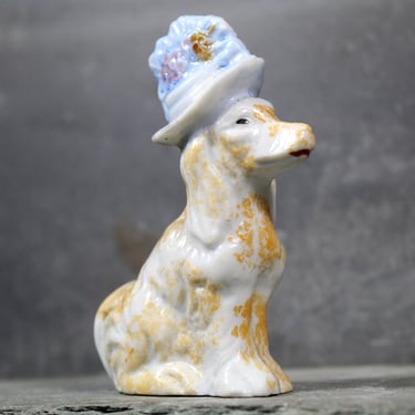 Vintage Hand Painted Ceramic Dog in a Fancy Hat | Vintage Golden Retriever | Made in Japan circa 1950s 