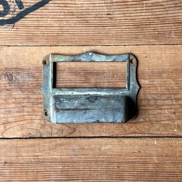 Antique Brass Label Insert Drawer Pull 