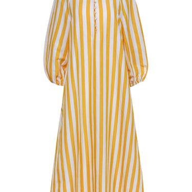 Tuckernuck - Yellow & White Vertical Striped Long Sleeve Maxi Dress Sz S