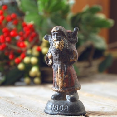 Antique cast iron Santa Claus / lead Santa doorstop paperweight / iron Father Christmas figurine / vintage Santa Claus / vintage Christmas 