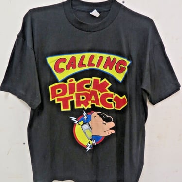 Vintage Calling Dick Tracy Single Stitched T-Shirt XL Black New Old Stock 
