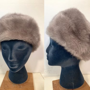 Vintage Gray Faux Fur Hat 