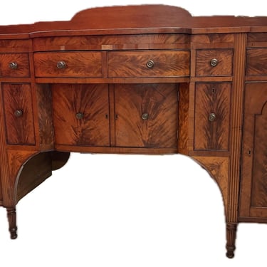 Early 19th Century Cherry Sheraton Sideboard English Neoclassical with Reeded Legs, ca 1800-1820 