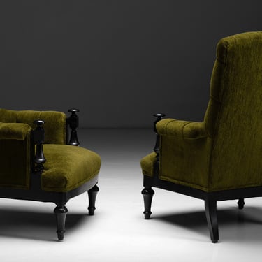 Napoleon III Armchairs in Cotton Chenille Blend by Pierre Frey