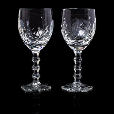 Crystal Wine Glasses | Beautifully Etched with Floral Designs | Set of 2 | Perfect for Special Occasions 