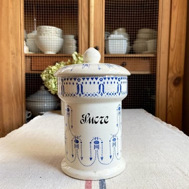 Beautiful rare find vintage French ironstone Sucre ( sugar ) pot with lid- SP2 