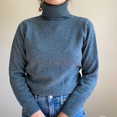 Woolovers Womens Dark Teal Blue 100% Wool Turtleneck Minimalist Sweater Sz XS 