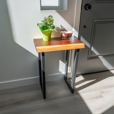 Live-Edge Walnut Acacia End Table, Rustic Solid Wood Side Table, Entry Way Table, Handcrafted Side Table, Modern Wood Accent Table, UMBUZO 