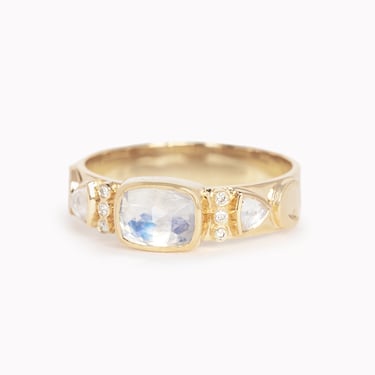 Moonstone & Diamond Totem Ring