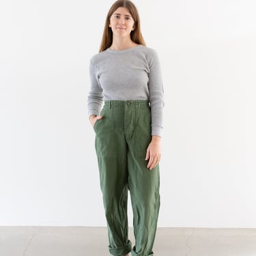Vintage 27 28 29 Waist x 30 Inseam Olive Green Army Pants | Unisex Utility Fatigues Military Trouser | Button Fly | F508 