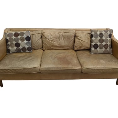 Gold Leather 3 Seat Couch