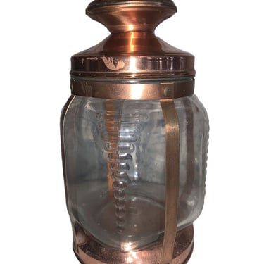 Vintage Hazel Atlas Copper/ Glass Jar Canister Lantern Style MCM 