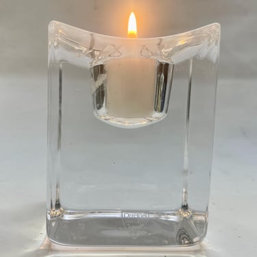 Vintage, Mid-century Modern Glass Ice-cube, Candleholder, by Orrefors, Sweden, circa 1960s 