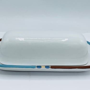 Vintage Dansk "Mesa White Sand" White Butter Dish with Lid Portugal- Nice Condition 