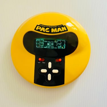 Vintage 1980s Retro Yellow Pop Art Plastic Tomy Tomytronic Japan Pac Man Electronic Hand Game 