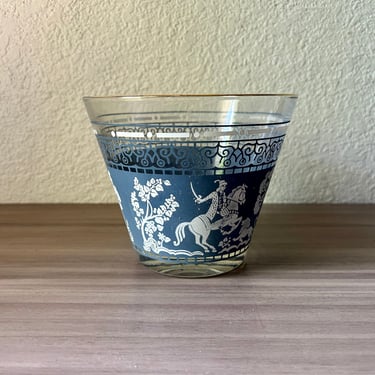 Hazel Atlas Arabian Knights Ice Bucket, MCM Barware, Blue and White, Hellenic Roman 