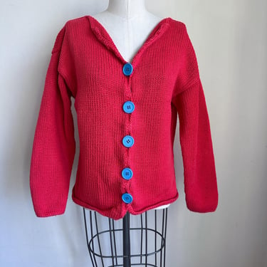 Vintage 1990s Red Cotton Cardigan / S-M 