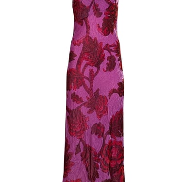 Rhode - Purple & Red Floral Print Velvet Tie Back Dress Sz 6