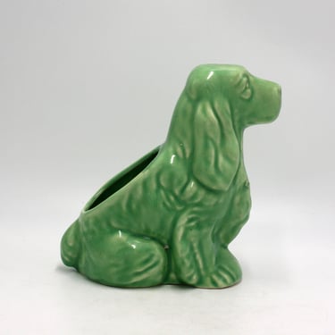 vintage Shawnee Green Spaniel Dog Planter 