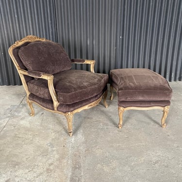 Henredon Bergere Chair and Ottoman 